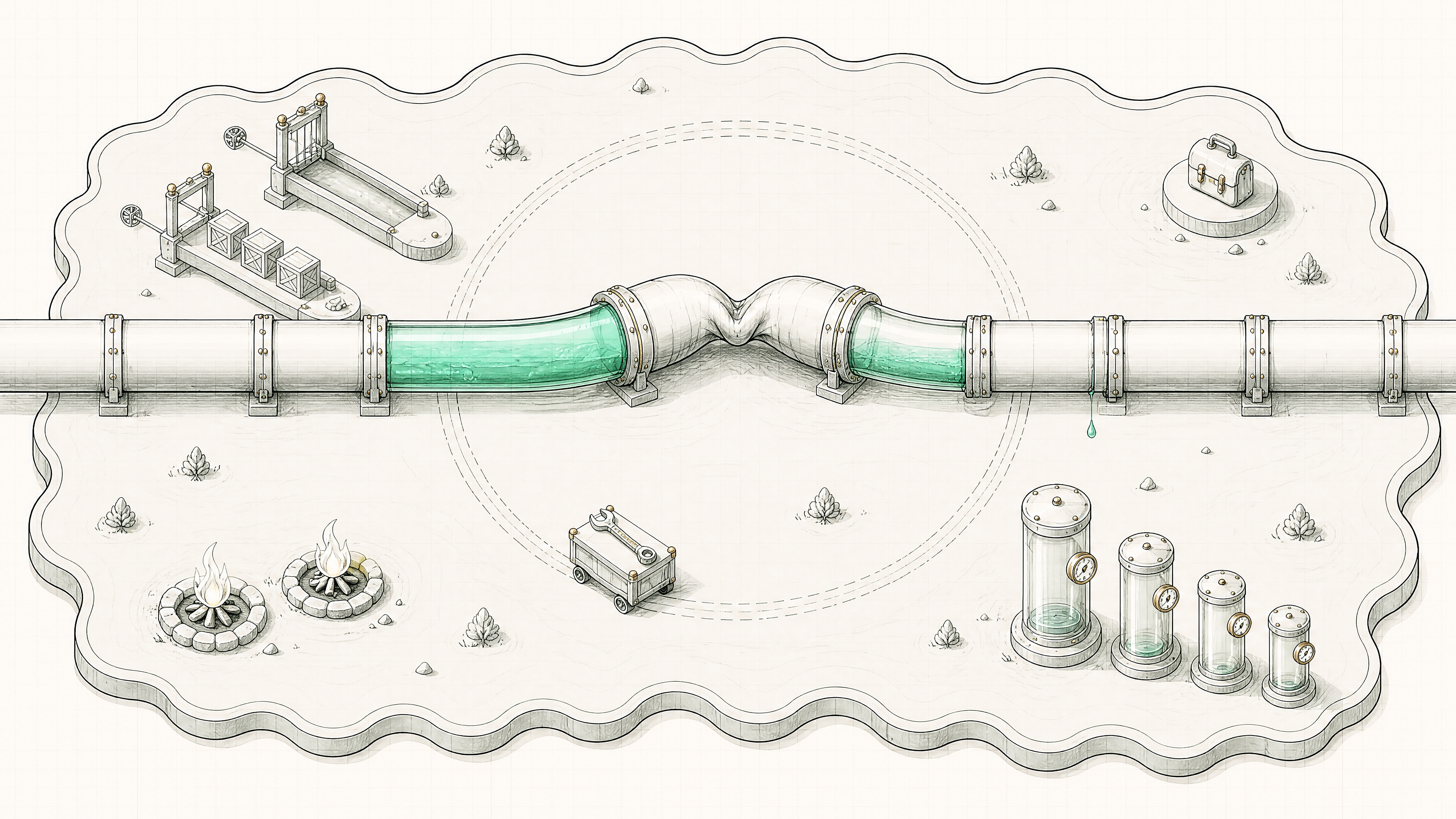 The pipeline kinked at one point